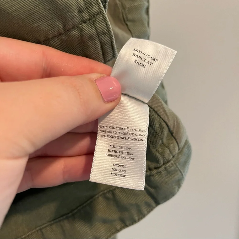 🛍️RAILS Barclay Sage Military Style Cropped Linen Jacket Boxy - Picture 10 of 11